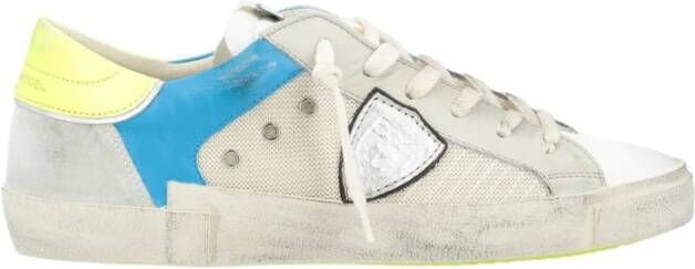 Philippe Model Witte en gele sneakers van leer Multicolor Heren
