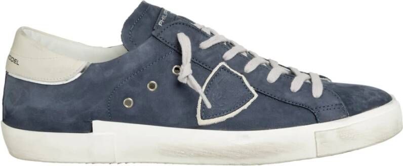 Philippe Model Blauwe Leren Sneakers met Contrasterende Details Blue Heren