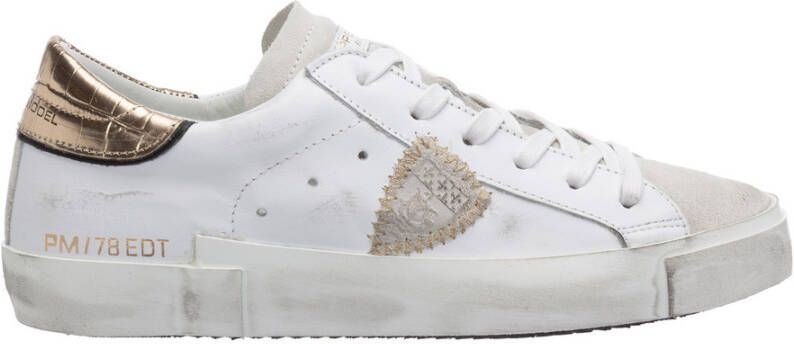 Philippe Model Vintage Leren Sneakers met Geborduurd Zig-Zag Badge White Dames - Foto 3