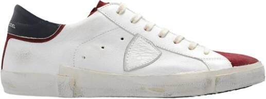 Philippe Model Vintage Leren Sneaker met Spiegeleffect Details White Heren