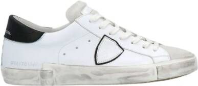 Philippe Model Witte Leren Sneakers met Iconische Details White Heren