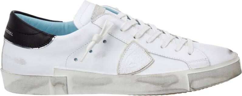 Philippe Model Witte lage top sneakers met verontrustende details White