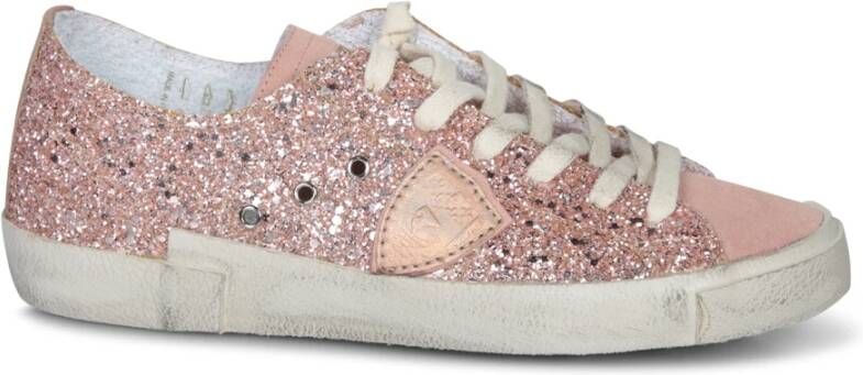 Philippe Model Roze Glitter Sneakers voor Vrouwen