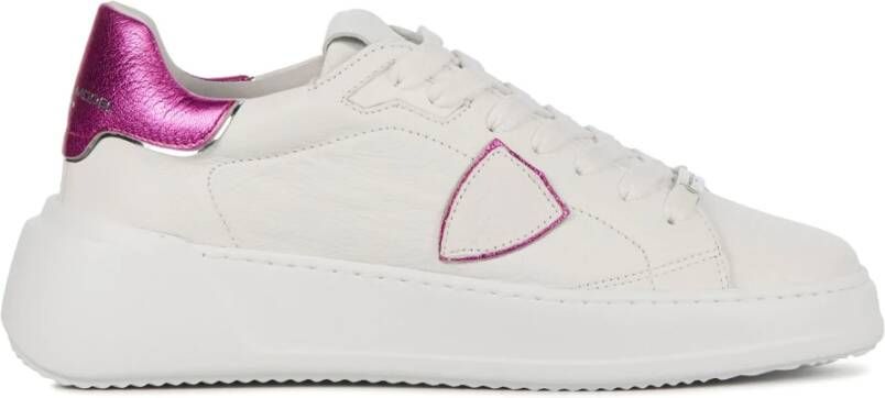Philippe Model Sneakers Dames Lage sneakers Damesschoenen Leer New temple Wit roze