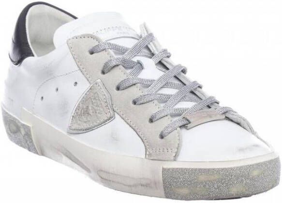 Philippe Model Paris X Sneaker van leer en wit suède met zwarte spoiler Wit - Foto 10