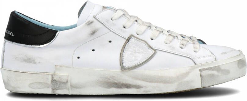 Philippe Model Witte lage top sneakers met verontrustende details White