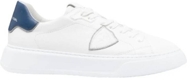 Philippe Model Witte Leren Sneakers Dikke Rubberen Zool White Heren