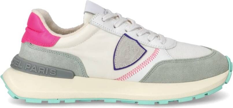 Philippe Model Vintage Racing Style Sneakers Wit Fuchsia Multicolor Dames