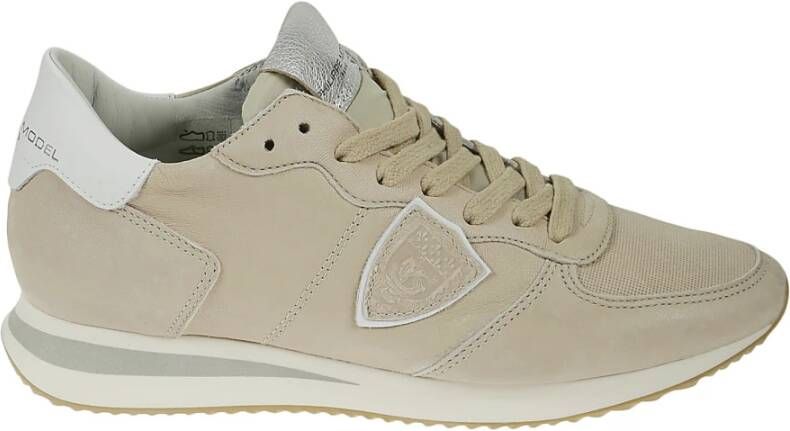 Philippe Model Italiaanse Sneakers met V-Hals en Wikkelsluiting Beige Dames