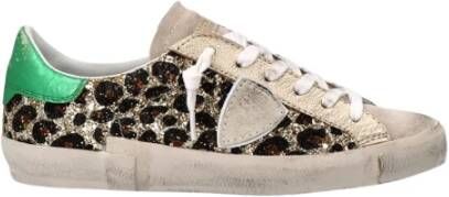 Philippe Model Glitter Sneakers met dierenprint en gelamineerde details Multicolor Dames