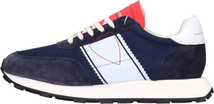 Philippe Model Suède Logo Sneakers Rubberen Zool Blue Heren - Foto 3