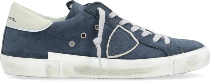 Philippe Model Blauwe Leren Sneakers met Contrasterende Details Blue Heren