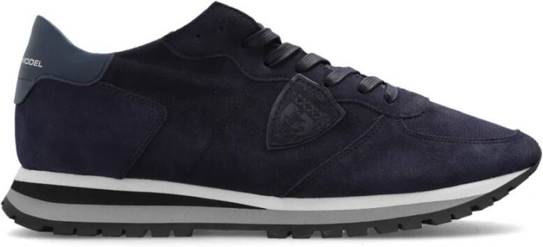 Philippe Model Blauwe Suède Trpx Lage Sneaker Blauw Heren