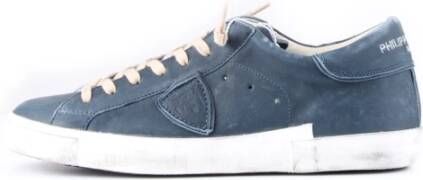 Philippe Model Blauwe Lage Sneakers met Asymmetrische Band Blue Heren