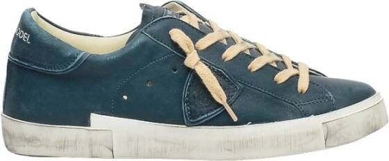 Philippe Model Vintage Indigo Leren Prsx Sneakers Grijs Heren