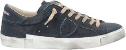 Philippe Model Vintage Indigo Leren Prsx Sneakers Grijs Heren