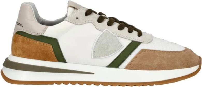 Philippe Model Wit Groen Denim Sneakers Multicolor Heren