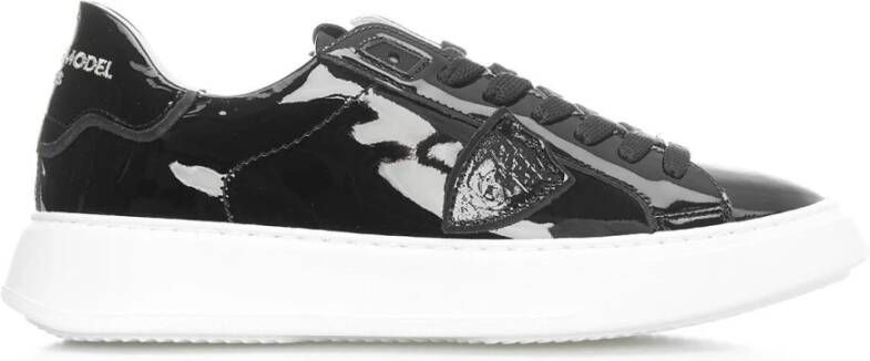 Philippe Model Zwarte Temple Sneakers met Logo Plaque Zwart Dames