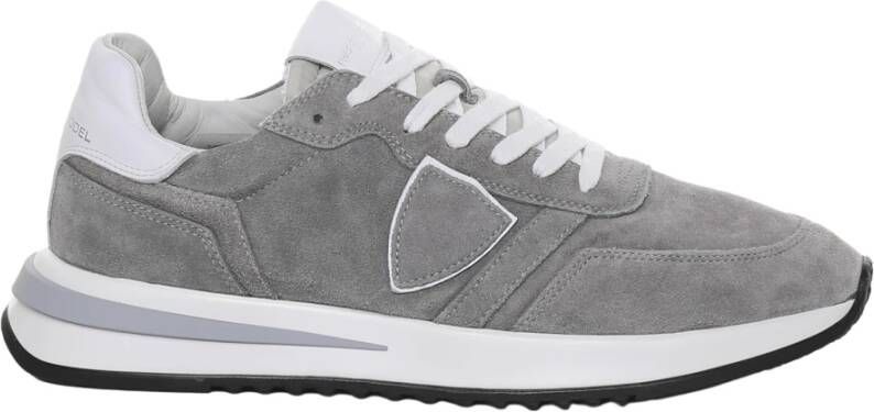 Philippe Model Italiaanse Suède Stijlvolle Heren Sneakers Gray Heren