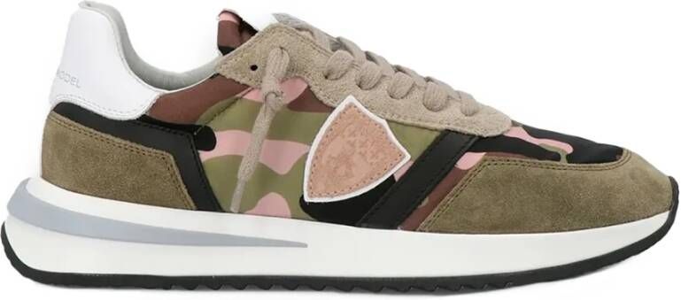 Philippe Model Tropez 2.1 Camouflage Militaire Rose Sneakers Groen Dames