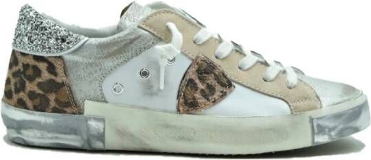 Philippe Model Vintage Leren Sneakers met Geborduurd Zig-Zag Badge White Dames - Foto 12