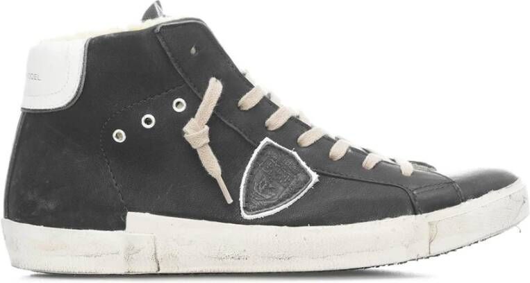 Philippe Model Zwarte High Top Sneakers met Distressed Details Black Heren
