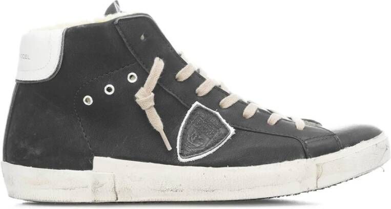 Philippe Model Zwarte High Top Sneakers met Distressed Details Black