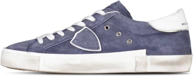 Philippe Model Sneakers met Used-Look van suède Blue Heren