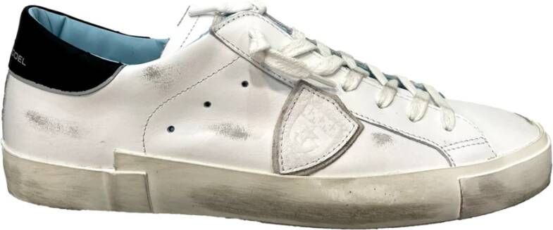 Philippe Model Witte lage top sneakers met verontrustende details White