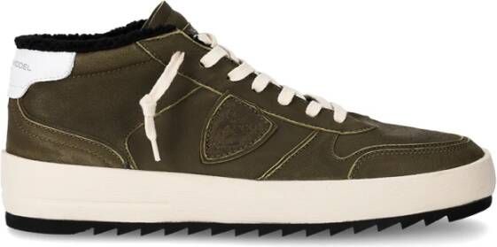 Philippe Model Stijlvolle Mid-Top Schoenen Green Heren