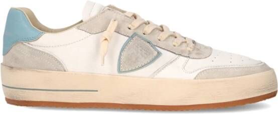 Philippe Model Vintage Basketbal Geïnspireerde Sneakers Wit Lichtblauw White Heren