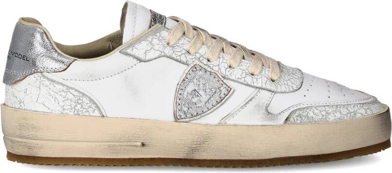 Philippe Model Vintage Leren Sneakers Wit White Heren