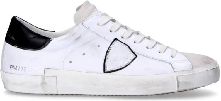 Philippe Model Witte Leren Sneakers met Iconische Details White Heren