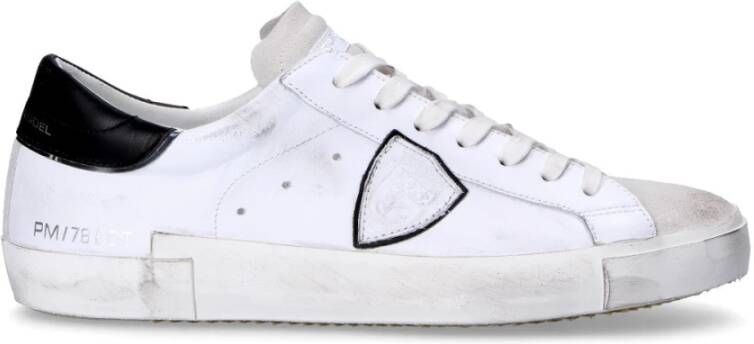 Philippe Model Witte Leren Sneakers met Iconisch Zij Schild White Heren