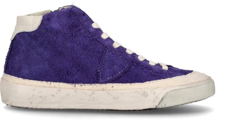 Philippe Model Paarse Suède Vintage Sneaker Purple Dames