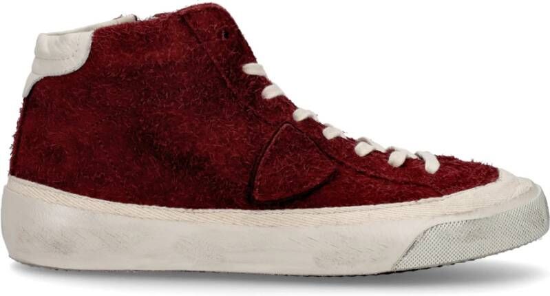 Philippe Model Plaisir Vintage Leren Sneakers Rood Heren