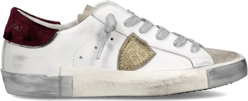 Philippe Model Lage Dames Sneaker in Wit Leer