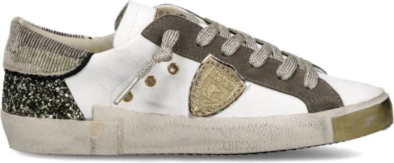Philippe Model Lage Sneakers PRLD CG01 PARIS X-GLITTER BLANC VERT