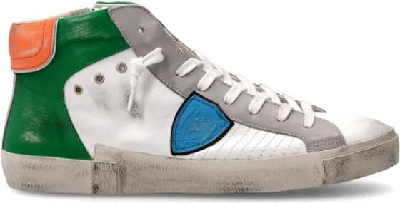 Philippe Model Hoge Sneakers Wit Groen Multicolor Heren