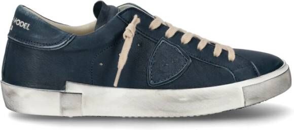 Philippe Model Vintage Indigo Leren Prsx Sneakers Grijs Heren