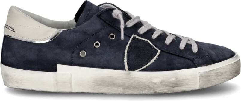 Philippe Model Blauwe Leren Sneakers met Contrasterende Details Blue Heren