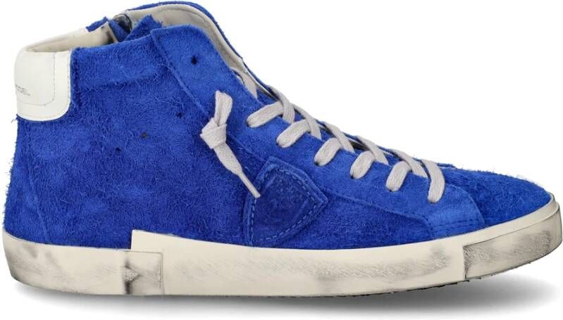 Philippe Model Hoge Heren Sneakers Parijs Blauw Klein Detail Blauw Heren