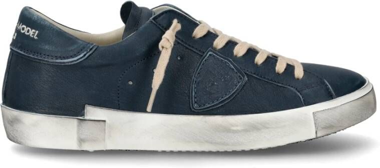 Philippe Model Vintage Indigo Leren Prsx Sneakers Grijs Heren