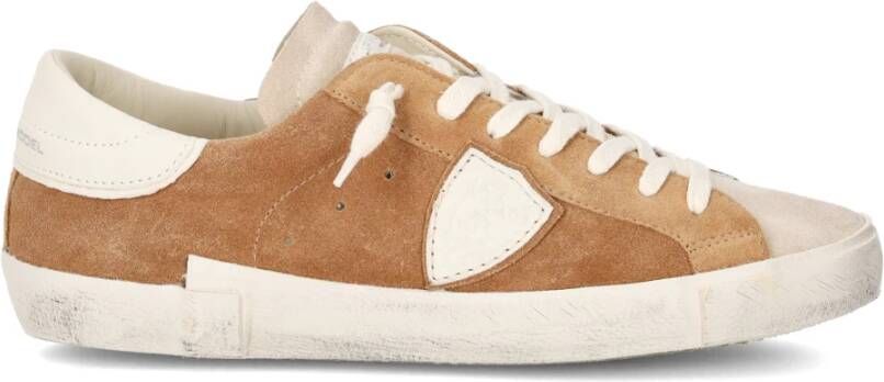 Philippe Model Lage suède sneakers met schild spoiler Brown Heren