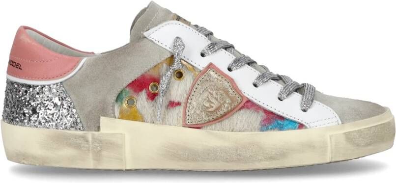Philippe Model Grijze Leren en Nylon Sneakers voor Vrouwen Gray Dames