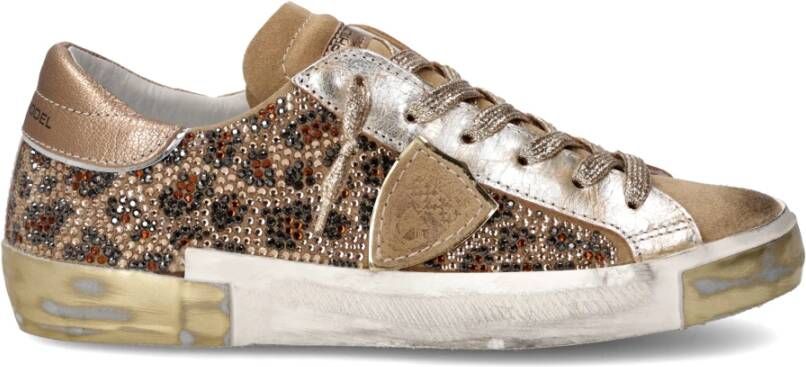 Philippe Model Glinsterende Kristal Leren Sneakers Multicolor Dames