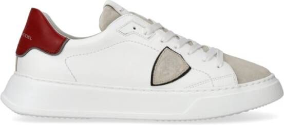 Philippe Model Witte Rode Leren Heren Casual Sneakers White Heren