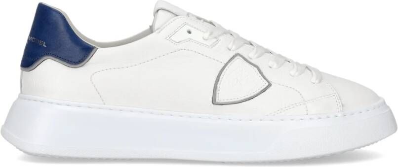 Philippe Model Eenvoudige Temple Sneakers met Vetersluiting White Heren