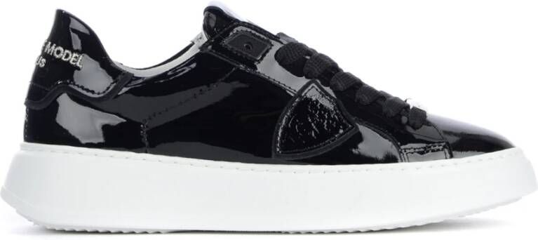 Philippe Model Zwarte Temple Sneakers met Logo Plaque Zwart Dames
