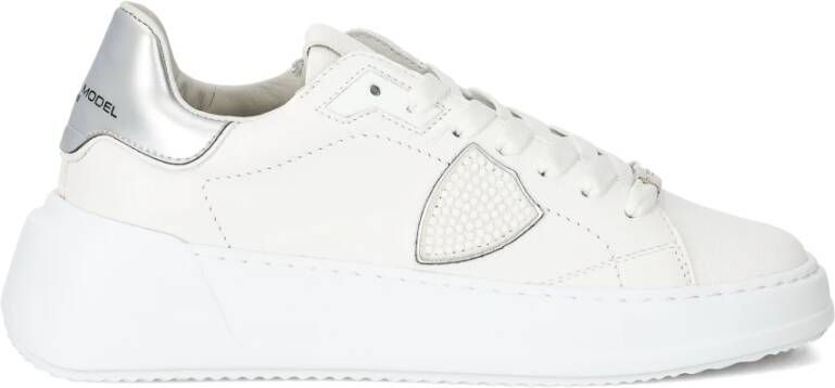 Philippe Model Witte Leren Sneakers Logo Plaque White Dames
